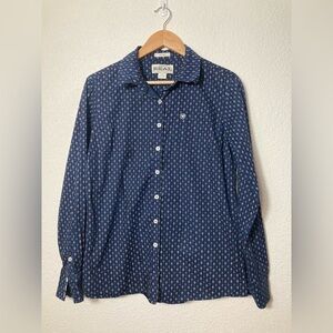 Ariat Real quality goods Large diamond print button down shirt navy blue